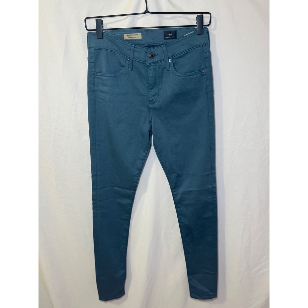 AG Adriano Goldschmied Farrah Skinny Jeans 27 Teal High Rise Sateen NWT Premium